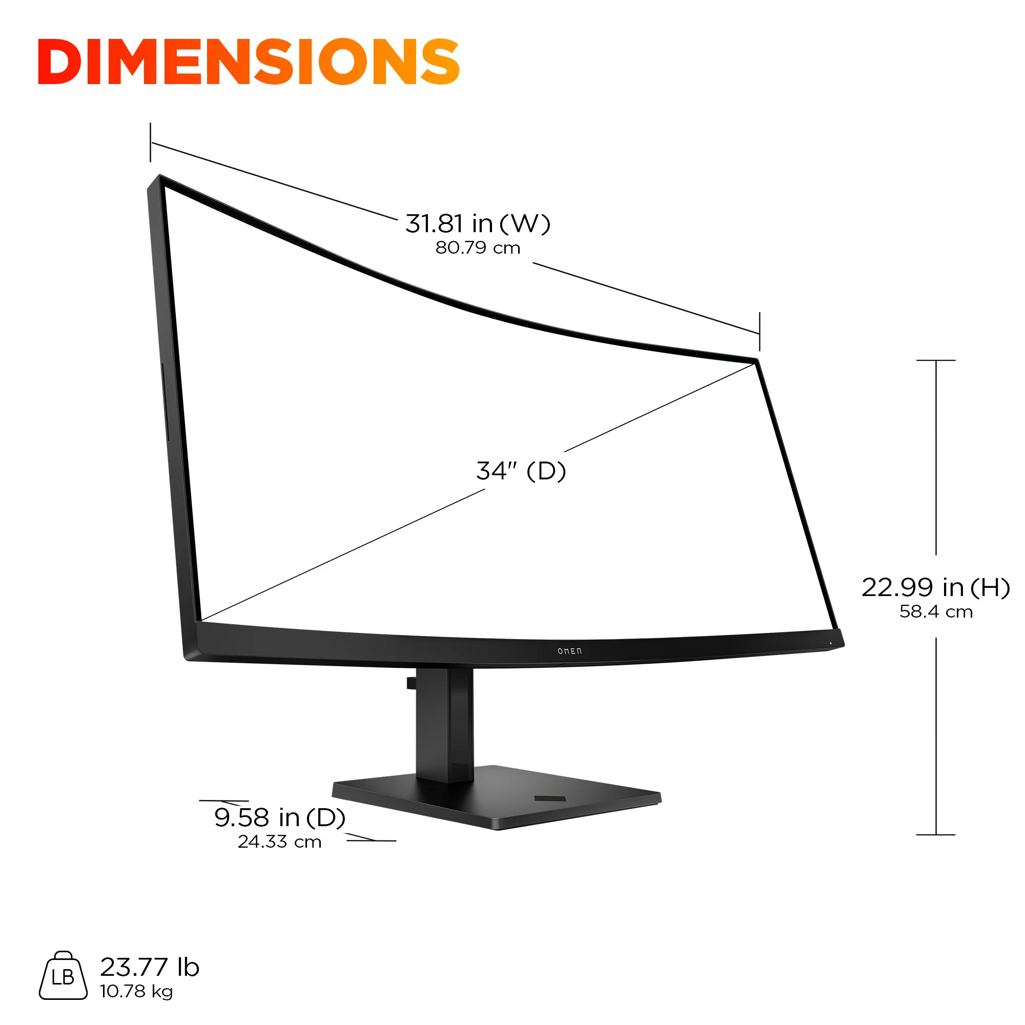 OMEN 34 inch WQHD 180Hz Curved Gaming Monitor - OMEN 34c G2